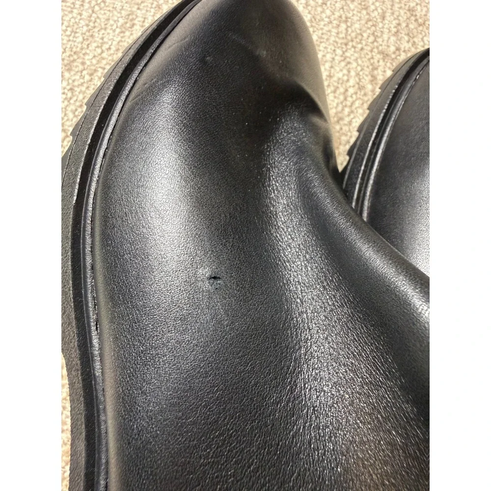 Blondo Cammie Black Leather Waterproof Ankle Boots Lug Sole Womens 6.5M